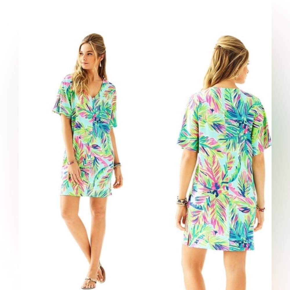 Lilly Pulitzer Dress Women's M OVERSIZED Island  Lindley Caftan Short Sleeve NWT